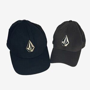 VOLCOM 2 Mens Stone Logo Flexfit Baseball cap, Black and Brown, size S-M